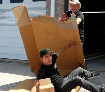 AZN from farmtruck and azn laying down in a cardboard box sent by vyper containing the lay-down creeper