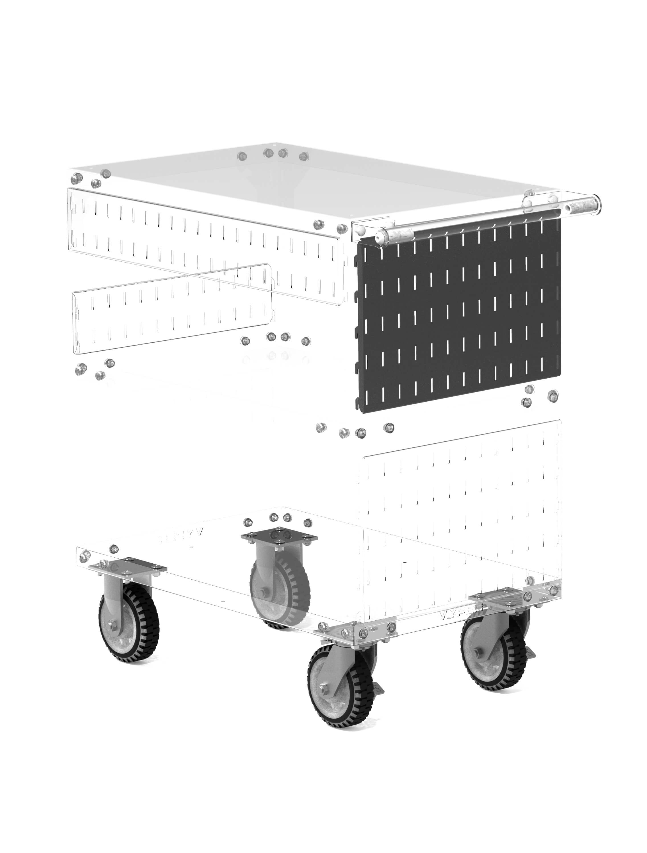 Utility Cart Slot Rails Large 5-Slot Panel | Vyper Rolling Utility Cart X32 Series – Vyper ...