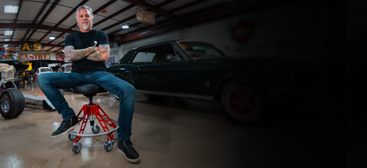 Richard Rawlings of Gas Monkey Garage on a Vyper shop stool