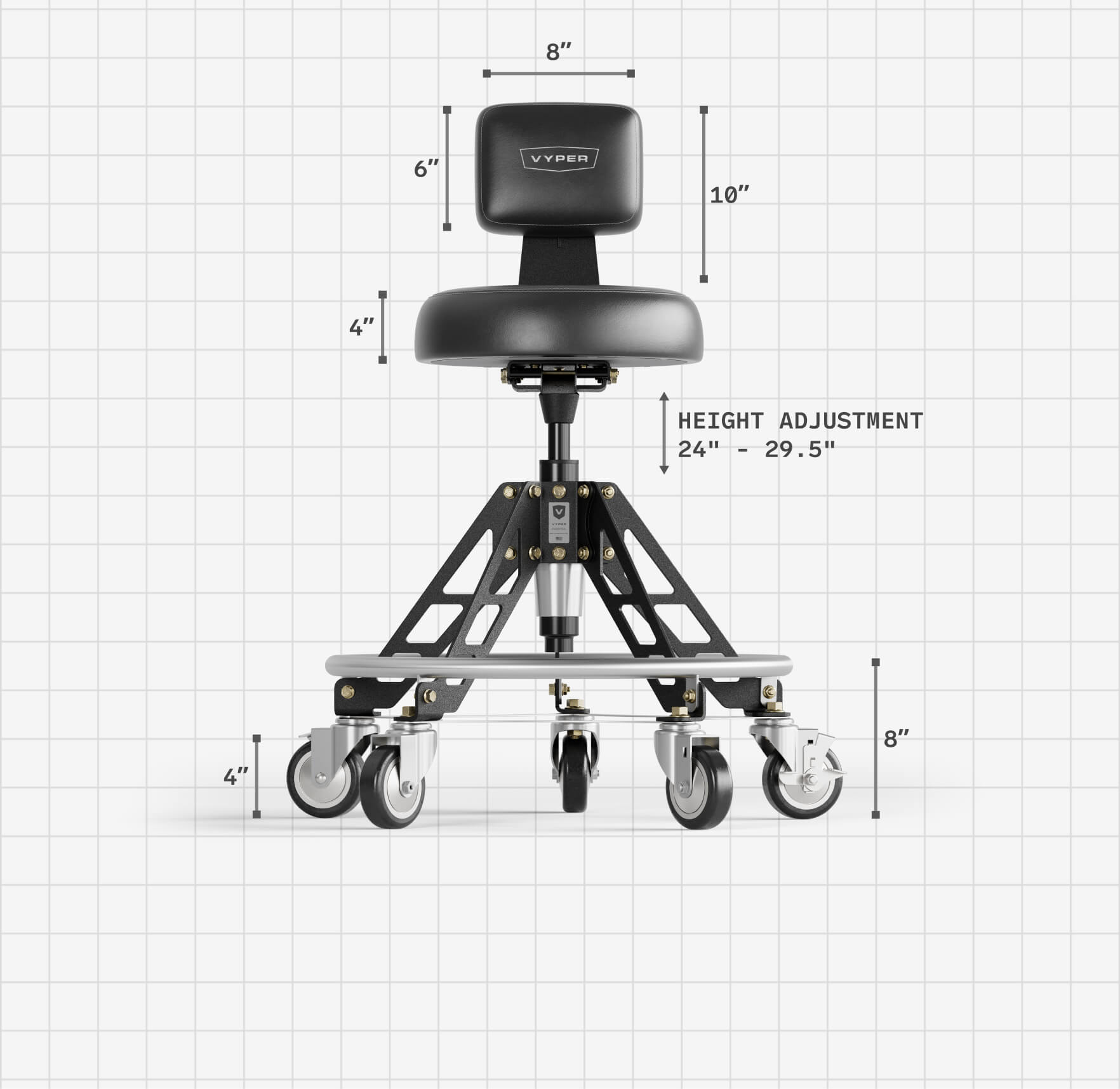 Elevated Steel Max EZ-Lift | Tall Shop Chair for Workbenches